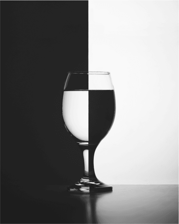 Glasses filled with a spirit