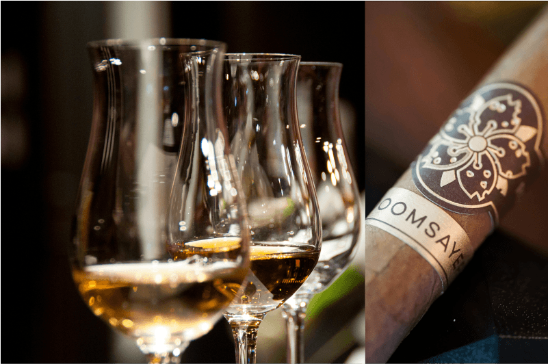 Glasses filled with a spirit