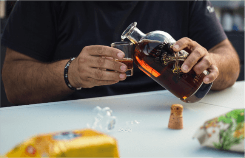 Glasses filled with a spirit